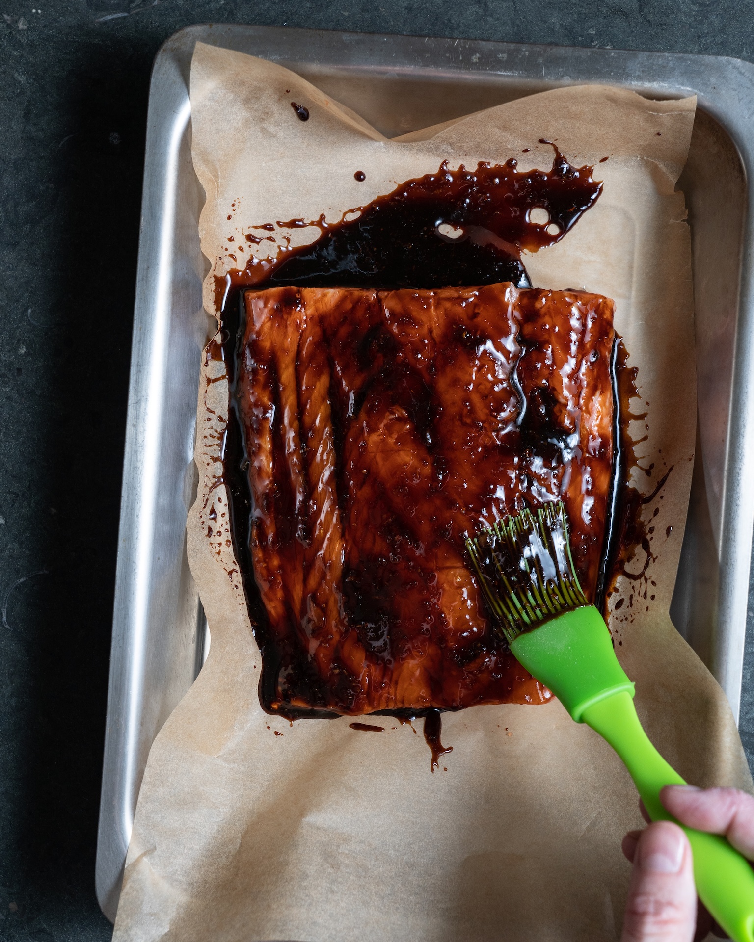 Miso aubergine soy salmon plated